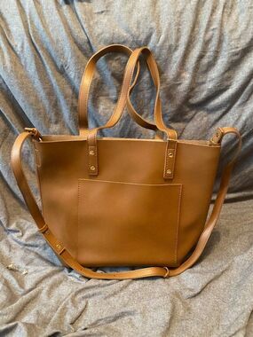 Henny +. Lev NWT Cognac Vegan Leather Tote Bag And Crossbody With Dust Bag